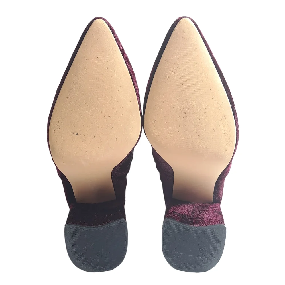 Steve Madden Women's Jaque Burgundy Velvet Ankle Boots 9M - Picture 13 of 15